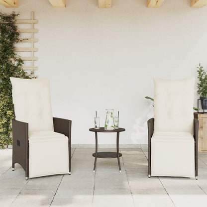 Set BistrÃ² 3 pz con Cuscini Marrone in Polyrattan
