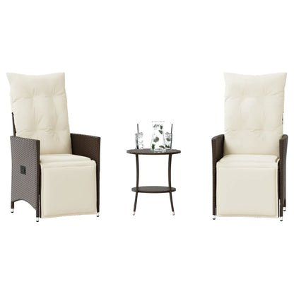 Set BistrÃ² 3 pz con Cuscini Marrone in Polyrattan