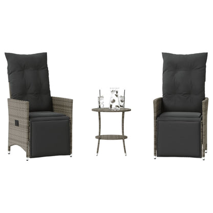 Set da BistrÃ² 3 pz con Cuscini Grigio in Polyrattan