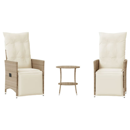 Set da BistrÃƒÂ² 3 pz con Cuscini Beige in Polyrattan
