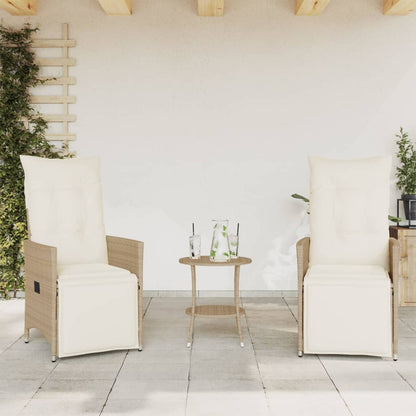 Set da BistrÃƒÂ² 3 pz con Cuscini Beige in Polyrattan