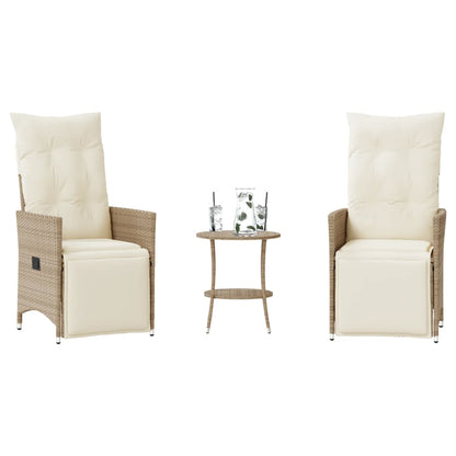 Set da BistrÃƒÂ² 3 pz con Cuscini Beige in Polyrattan