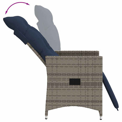 Set da Bistrot 3 pz con Cuscini Grigio in Polyrattan