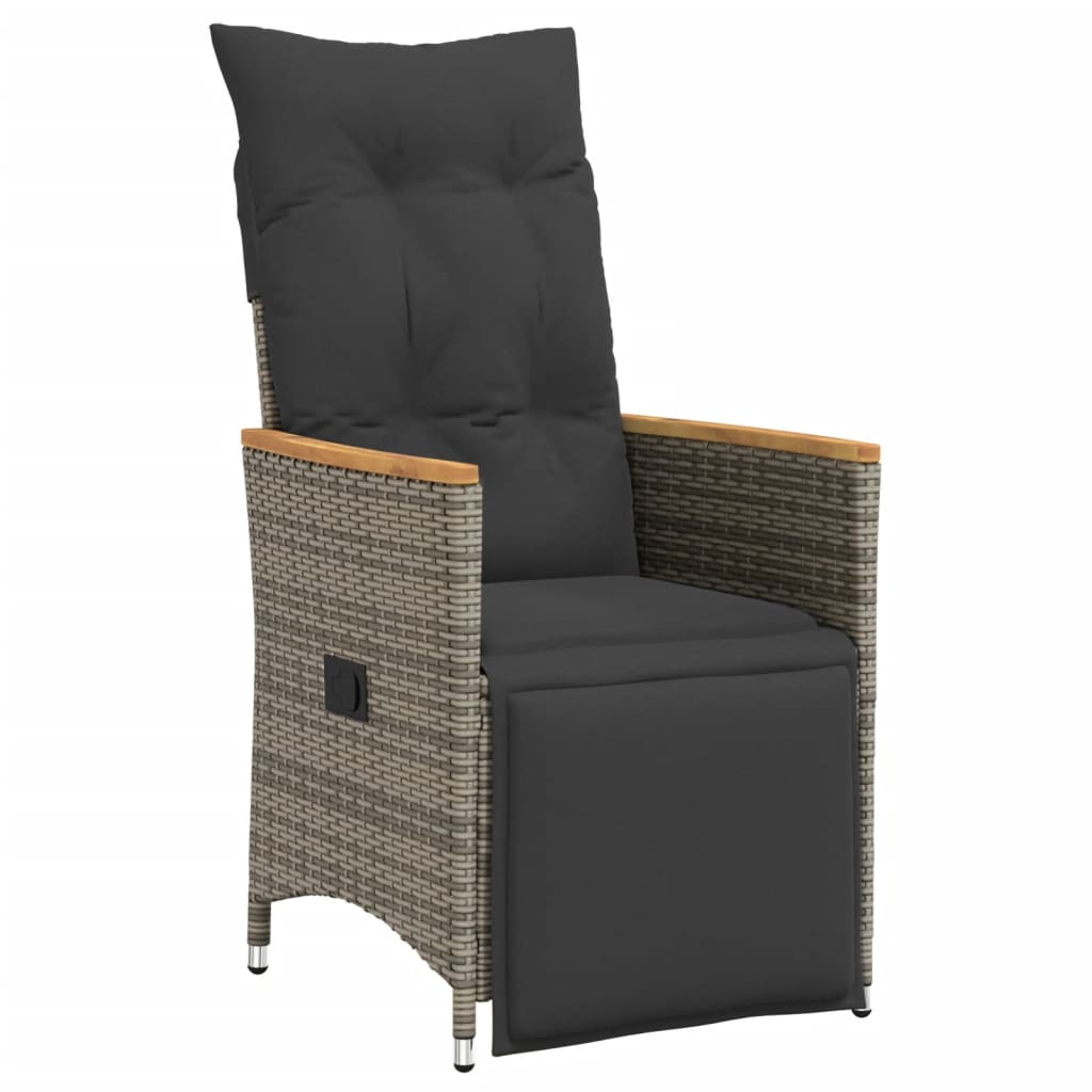Set da BistrÃ² 3 pz con Cuscini Grigio in Polyrattan