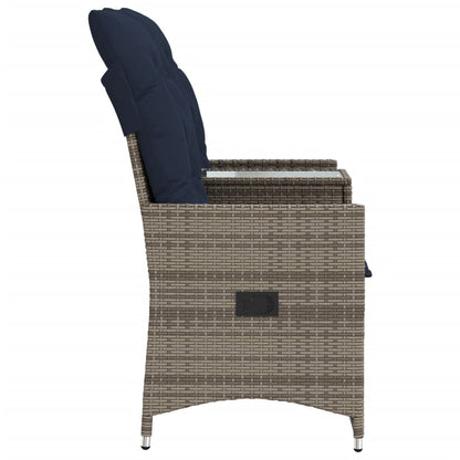Divano da giardino reclinabile a 2 posti con tavolo grigio in polyrattan