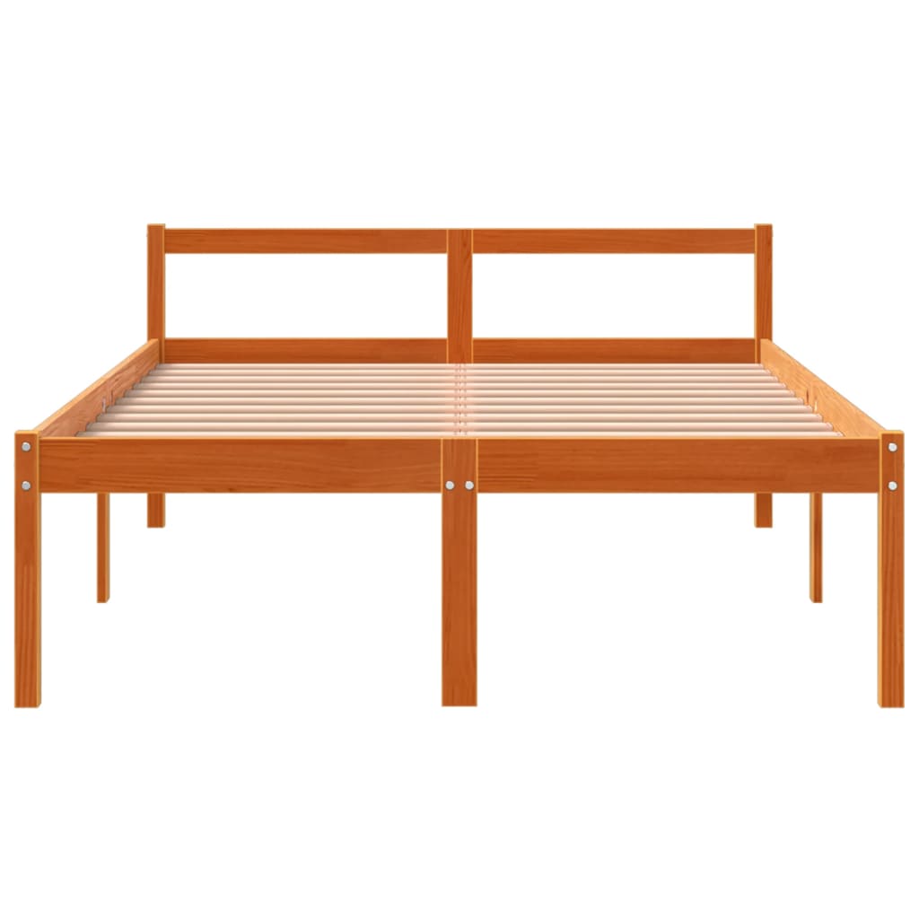 Letto per Anziani Marrone Cera 140x190 cm Legno Massello Pino