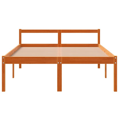 Letto per Anziani Marrone Cera 140x190 cm Legno Massello Pino