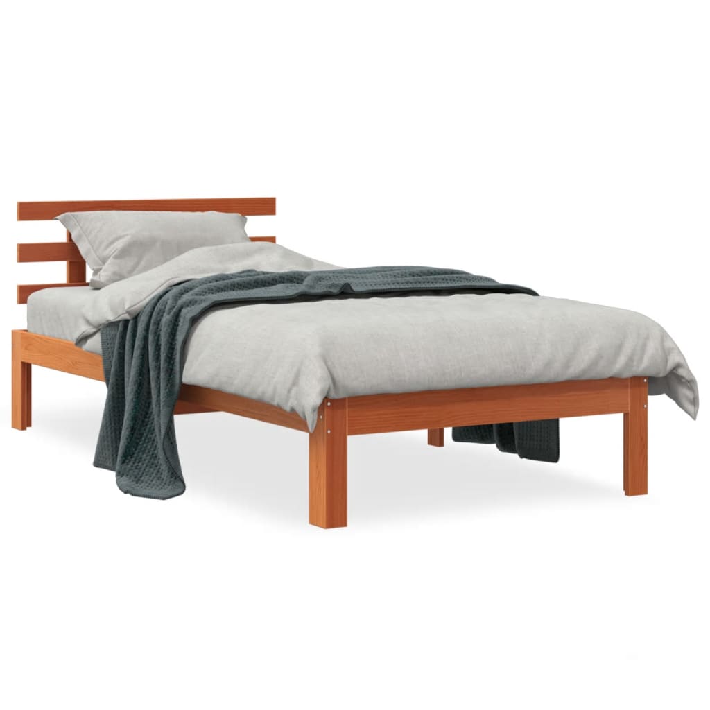 Letto senza Materasso Marrone Cera 90x190 cm in Legno di Pino