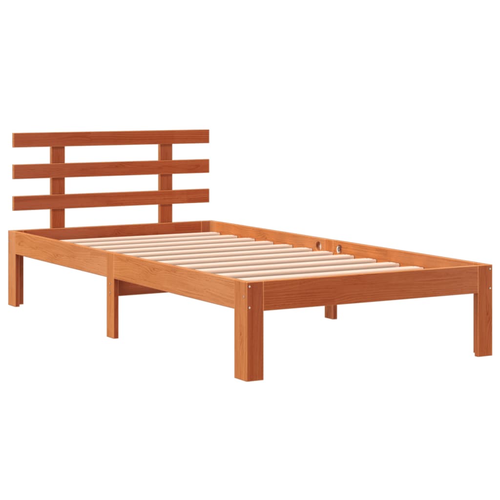 Letto senza Materasso Marrone Cera 90x200 cm Legno di Pino