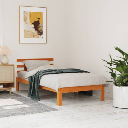 Letto senza Materasso Marrone Cera 90x200 cm Legno di Pino