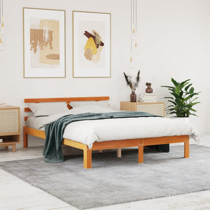 Letto senza Materasso Marrone Cera 120x200 cm in Legno di Pino