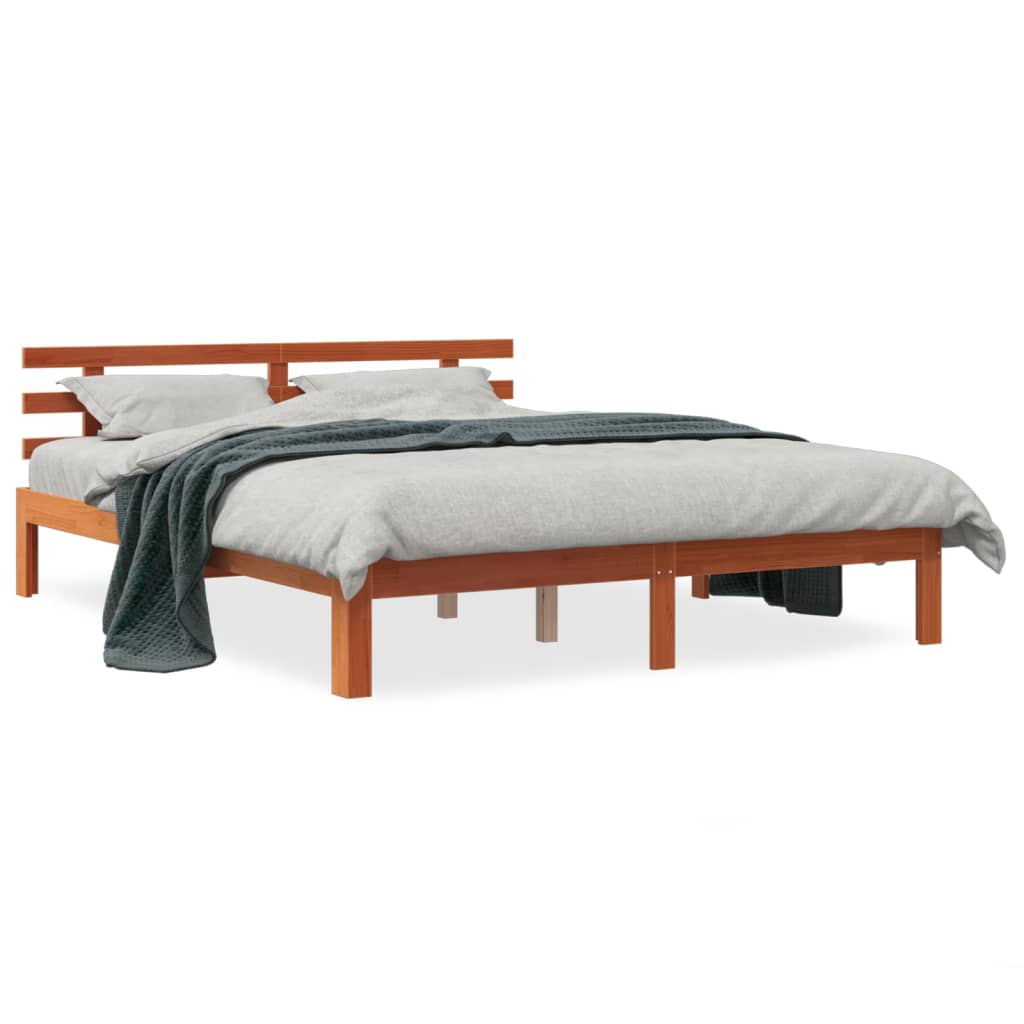 Letto senza Materasso Marrone Cera 160x200 cm in Legno di Pino
