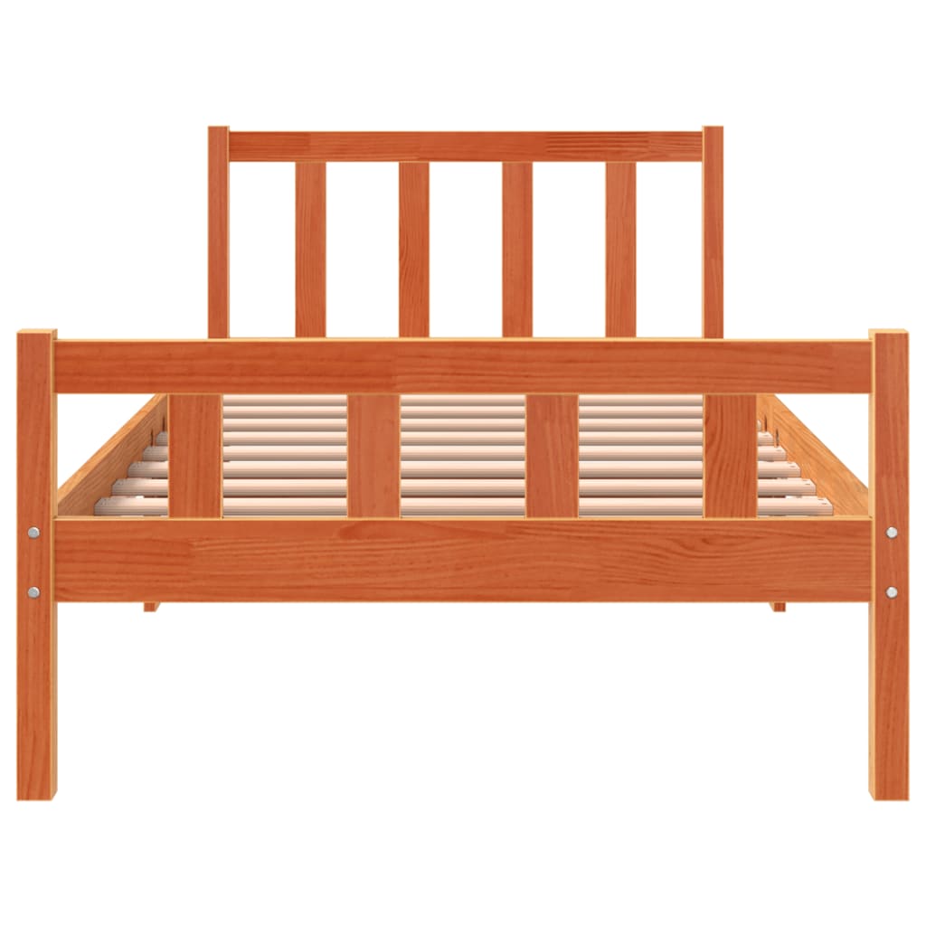 Letto senza Materasso Marrone Cera 75x190 cm in Legno di Pino