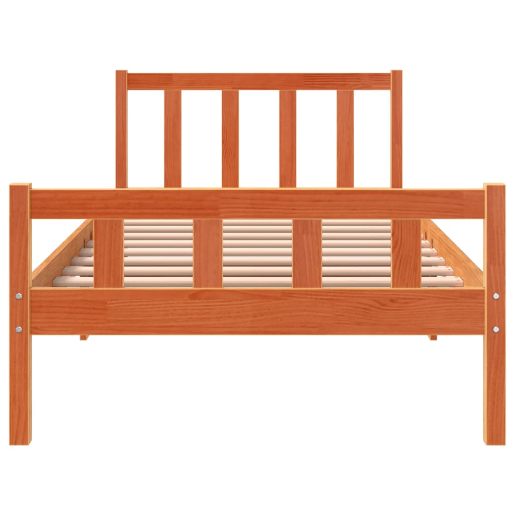 Letto senza Materasso Marrone Cera 90x190 cm in Legno di Pino