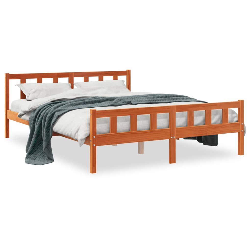 Letto senza Materasso Marrone Cera 150x200 cm in Legno di Pino