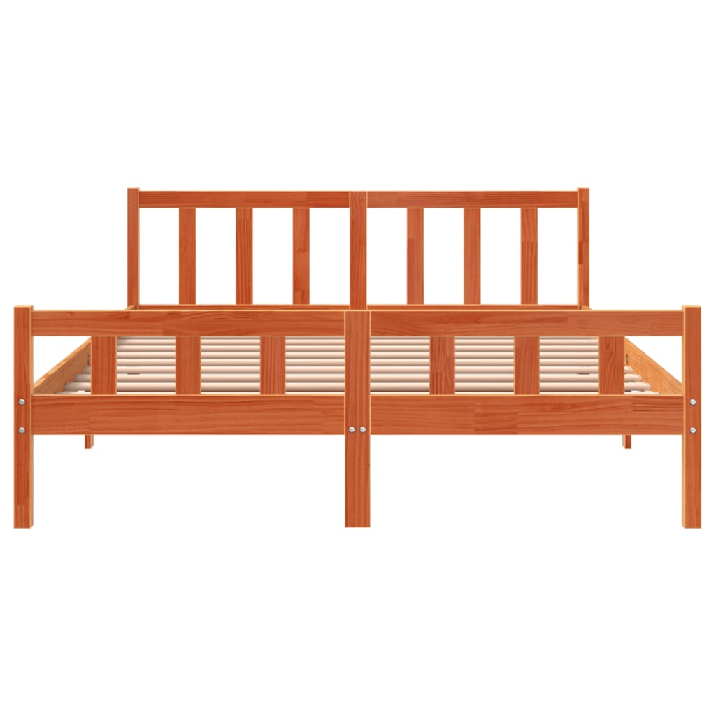 Letto senza Materasso Marrone Cera 150x200 cm in Legno di Pino