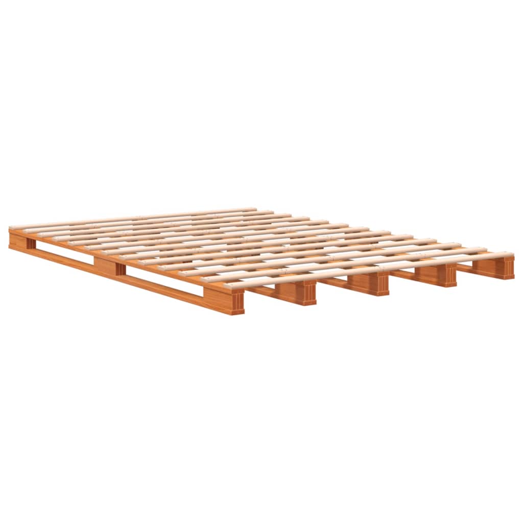 Letto Pallet Marrone Cera 140x200 cm in Legno Massello di Pino