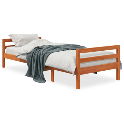 Letto senza Materasso Marrone Cera 90x200 cm Legno di Pino