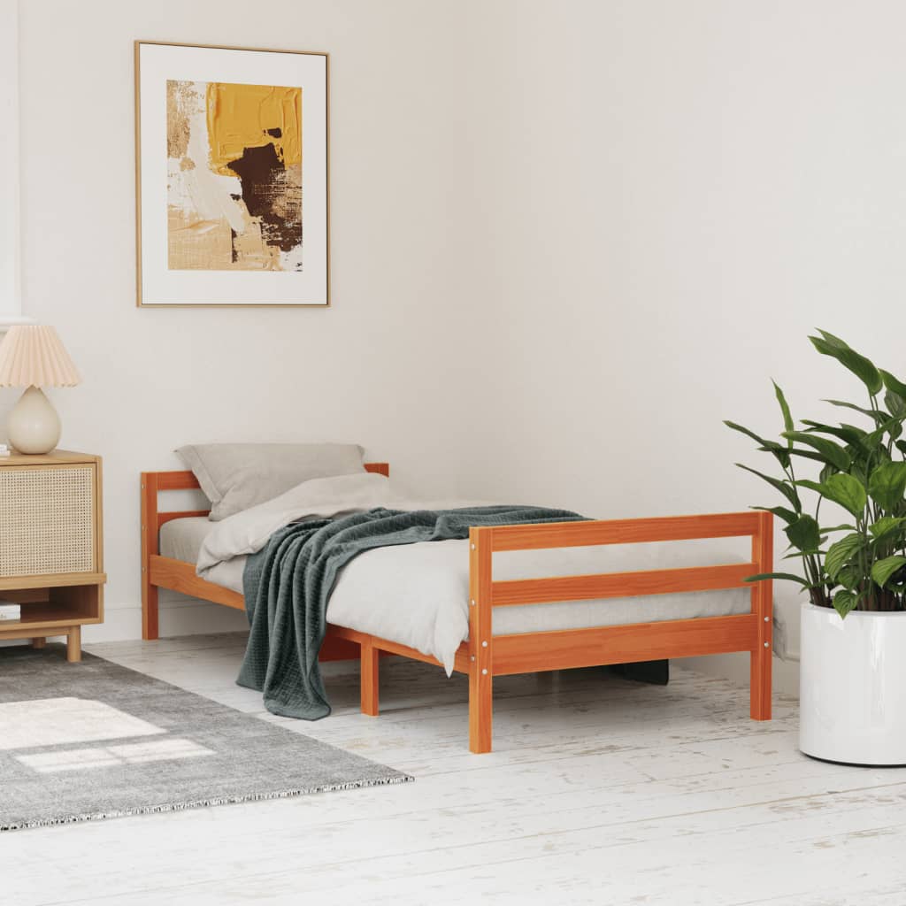 Letto senza Materasso Marrone Cera 80x200 cm Legno di Pino