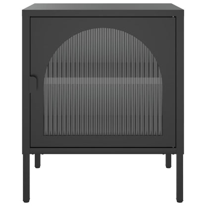 Comodini 2 pz Neri 50x35x60 cm in Vetro e Acciaio