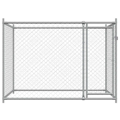 Gabbia per Cani con Porta Grigia 2x2x1,5 m in Acciaio Zincato