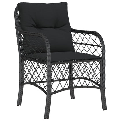 Set da BistrÃ² 3 pz con Cuscini Nero in Polyrattan