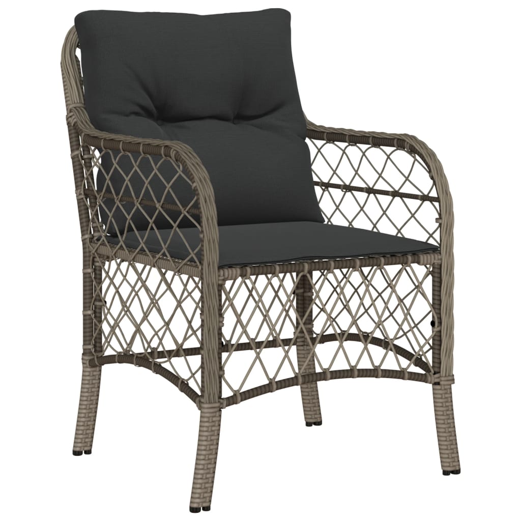 Set da BistrÃ² 3 pz con Cuscini Grigio in Polyrattan
