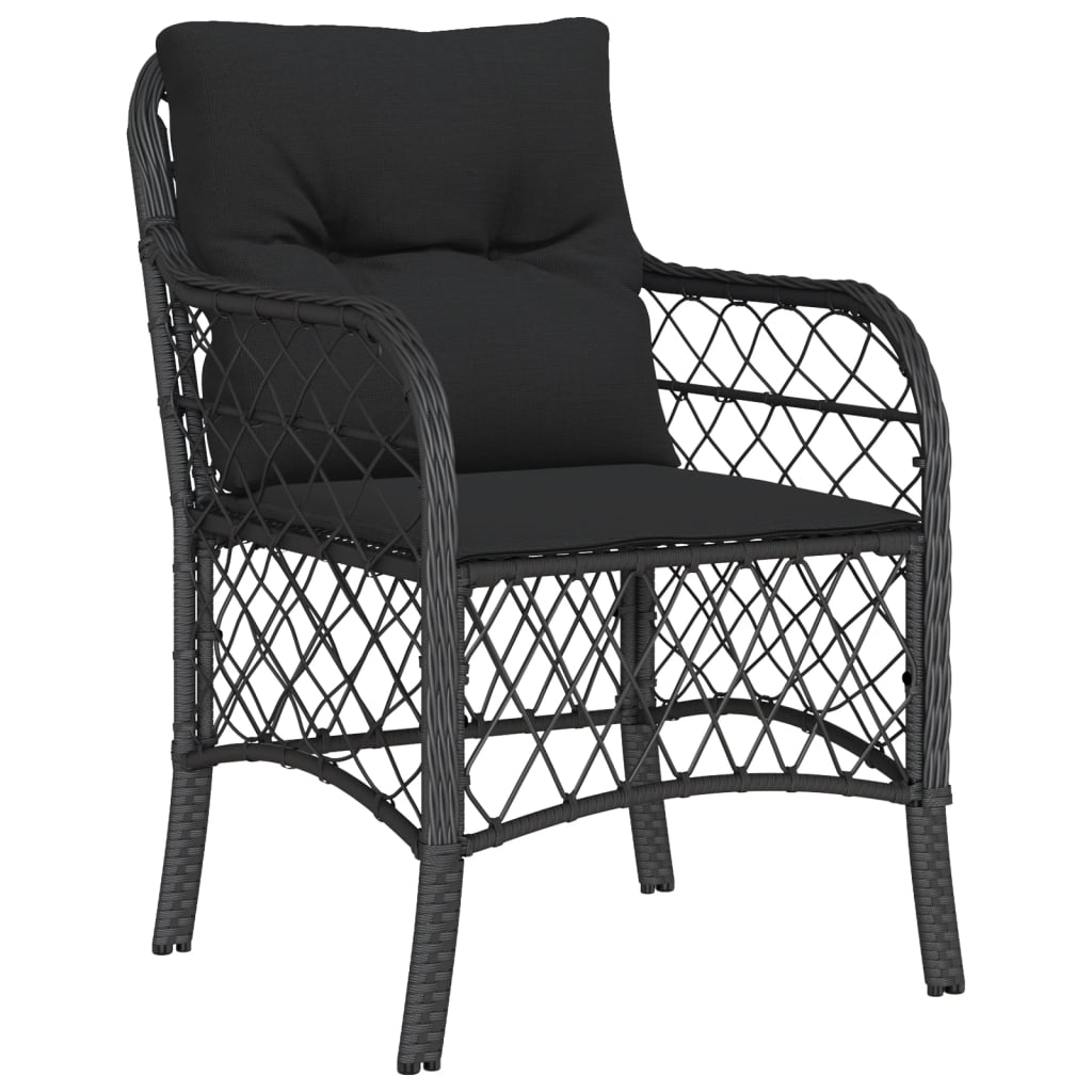 Set da BistrÃ² 3 pz con Cuscini Nero in Polyrattan