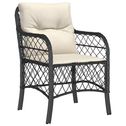 Set da BistrÃ² 3 pz con Cuscini Nero in Polyrattan
