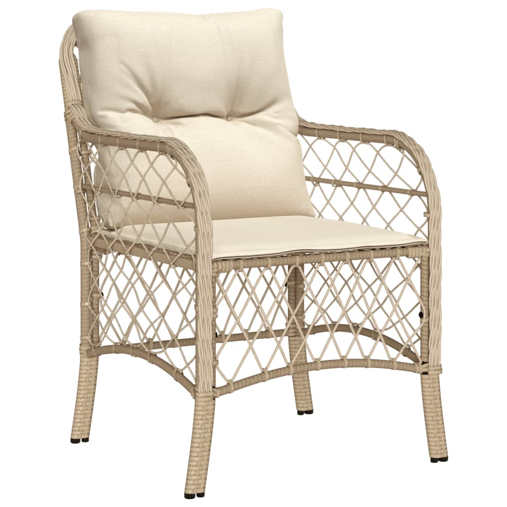 Set da BistrÃƒÂ² 3 pz con Cuscini Beige in Polyrattan