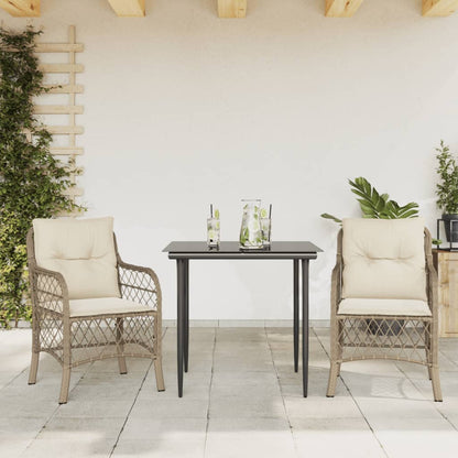 Set da BistrÃƒÂ² 3 pz con Cuscini Beige in Polyrattan