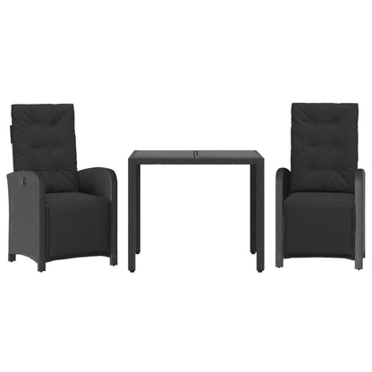 Set da BistrÃ² 3 pz con Cuscini Nero in Polyrattan