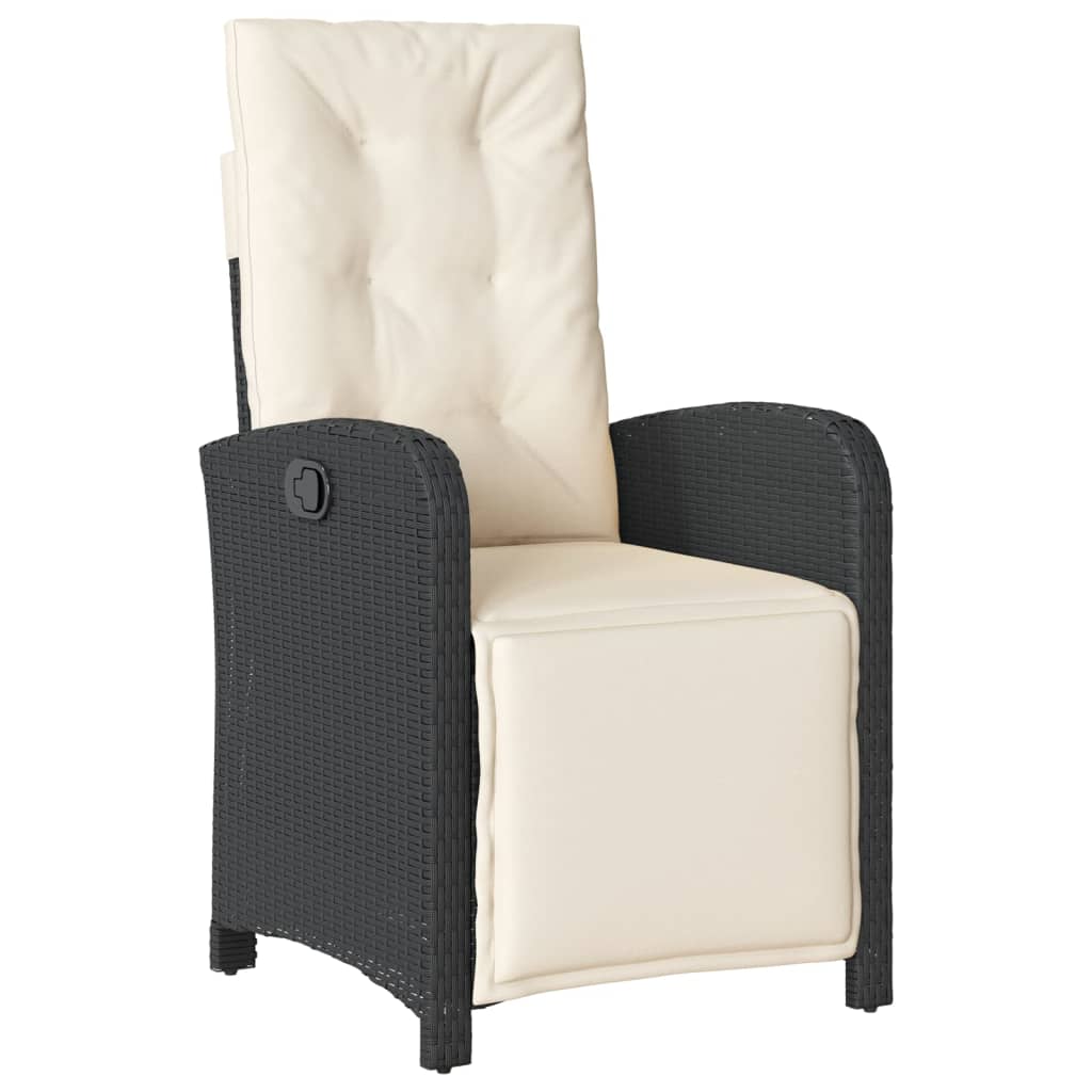 Set da BistrÃ² 3 pz con Cuscini Nero in Polyrattan