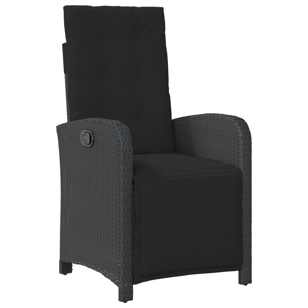 Set da BistrÃ² 3 pz con Cuscini Nero in Polyrattan
