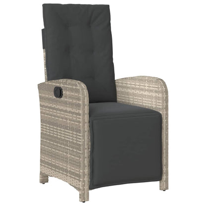Set da Pranzo da Giardino 7 pz Cuscini Polyrattan Grigio Chiaro