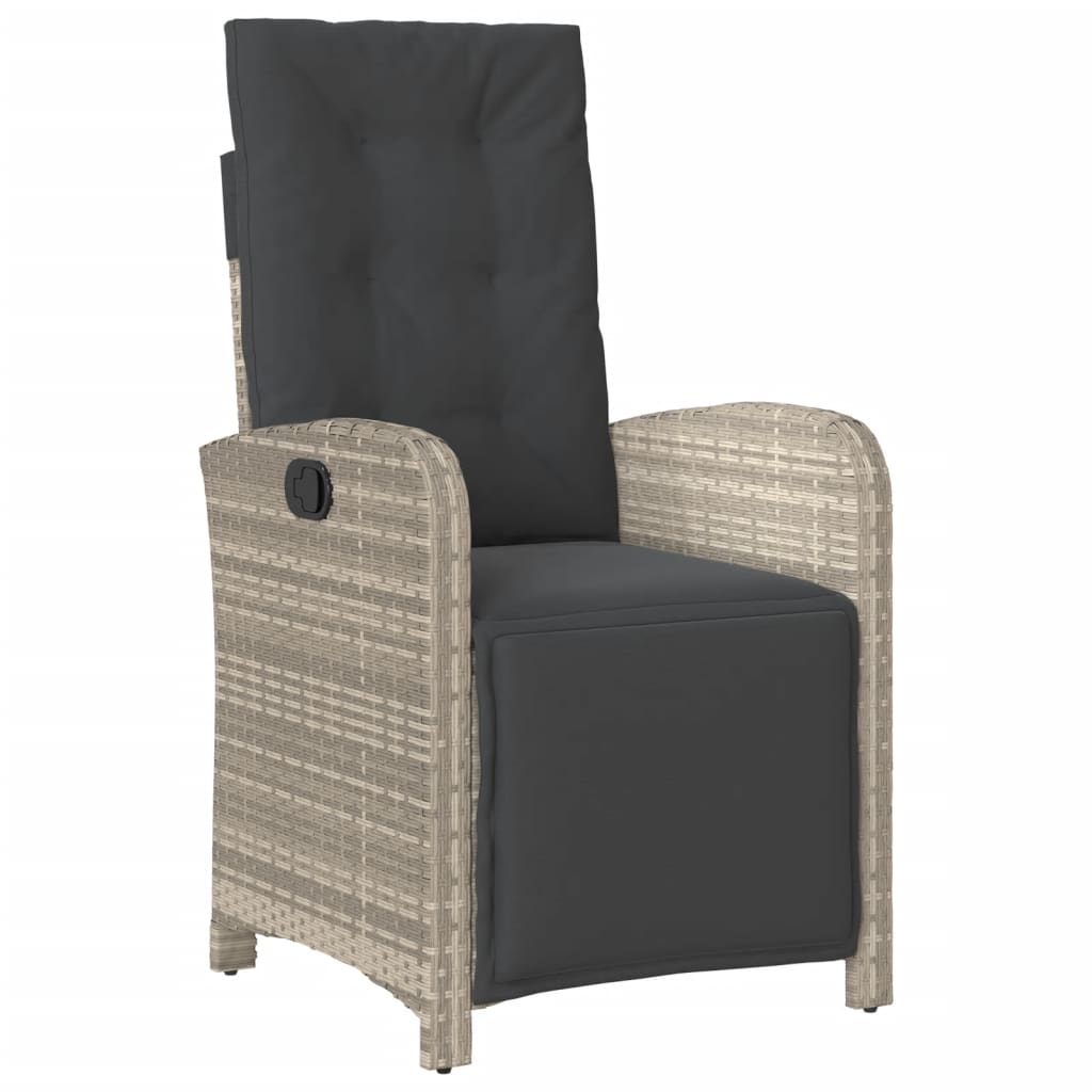 Set Pranzo da Giardino 9pz con Cuscini Grigio Chiaro Polyrattan