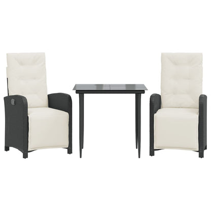 Set da BistrÃ² 3 pz con Cuscini Nero in Polyrattan