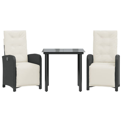 Set da BistrÃ² 3 pz con Cuscini Nero in Polyrattan