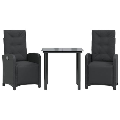 Set da BistrÃ² 3 pz con Cuscini Nero in Polyrattan