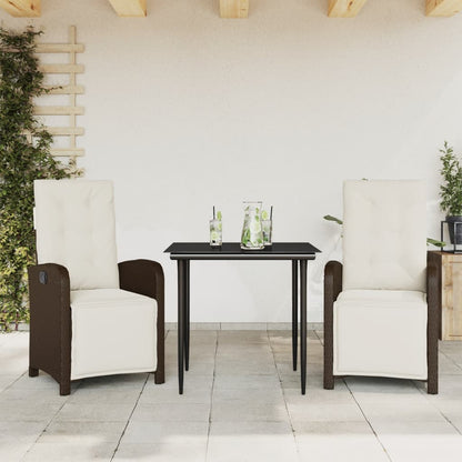 Set BistrÃ² 3 pz con Cuscini Marrone in Polyrattan