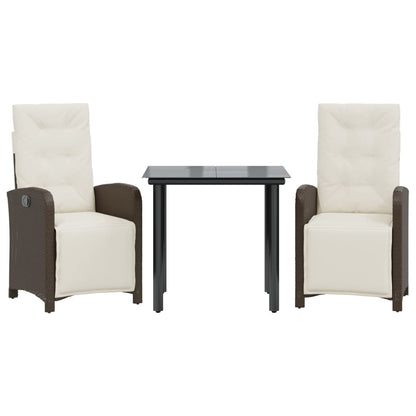 Set BistrÃ² 3 pz con Cuscini Marrone in Polyrattan