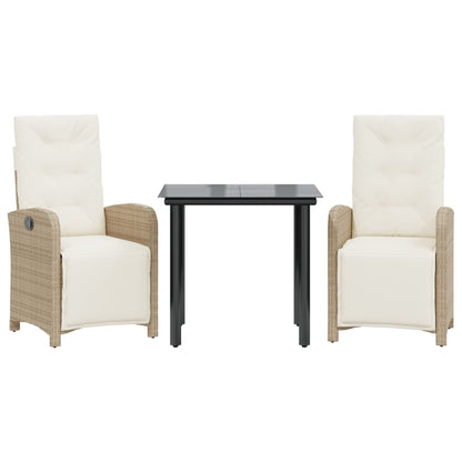 Set da BistrÃƒÂ² 3 pz con Cuscini Beige in Polyrattan