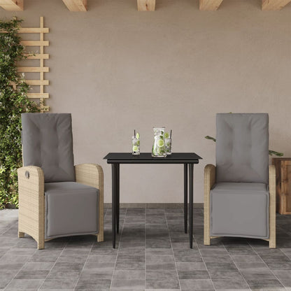 Set da BistrÃƒÂ² 3 pz con Cuscini Beige in Polyrattan