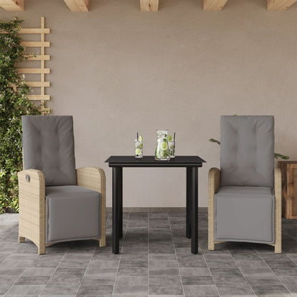 Set da BistrÃƒÂ² 3 pz con Cuscini Beige in Polyrattan