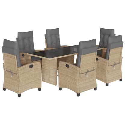 Set Pranzo da Giardino 7 pz con Cuscini Beige Misto Polyrattan