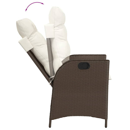 Set da Pranzo da Giardino 7pz con Cuscini in Polyrattan Marrone