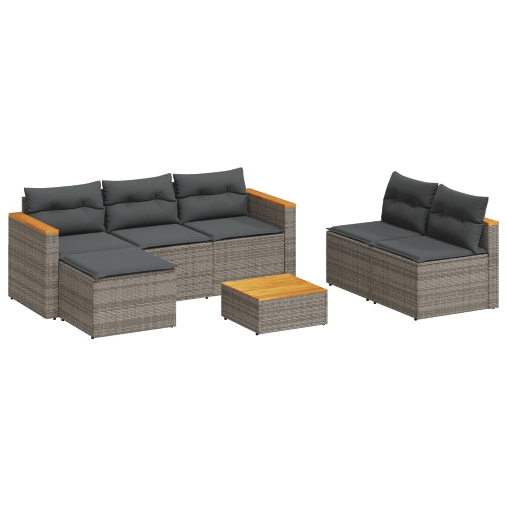 Set Divano Giardino 5 pz con Cuscini Grigio Polyrattan Acacia