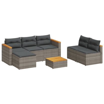 Set Divano Giardino 5 pz con Cuscini Grigio Polyrattan Acacia