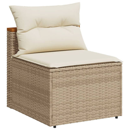 Set Divano da Giardino 5 pz con Cuscini Beige Polyrattan Acacia