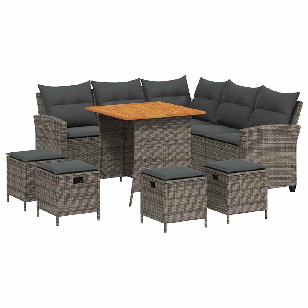 Set Divani da Giardino 6 pz con Cuscini a Forma di L Polyrattan